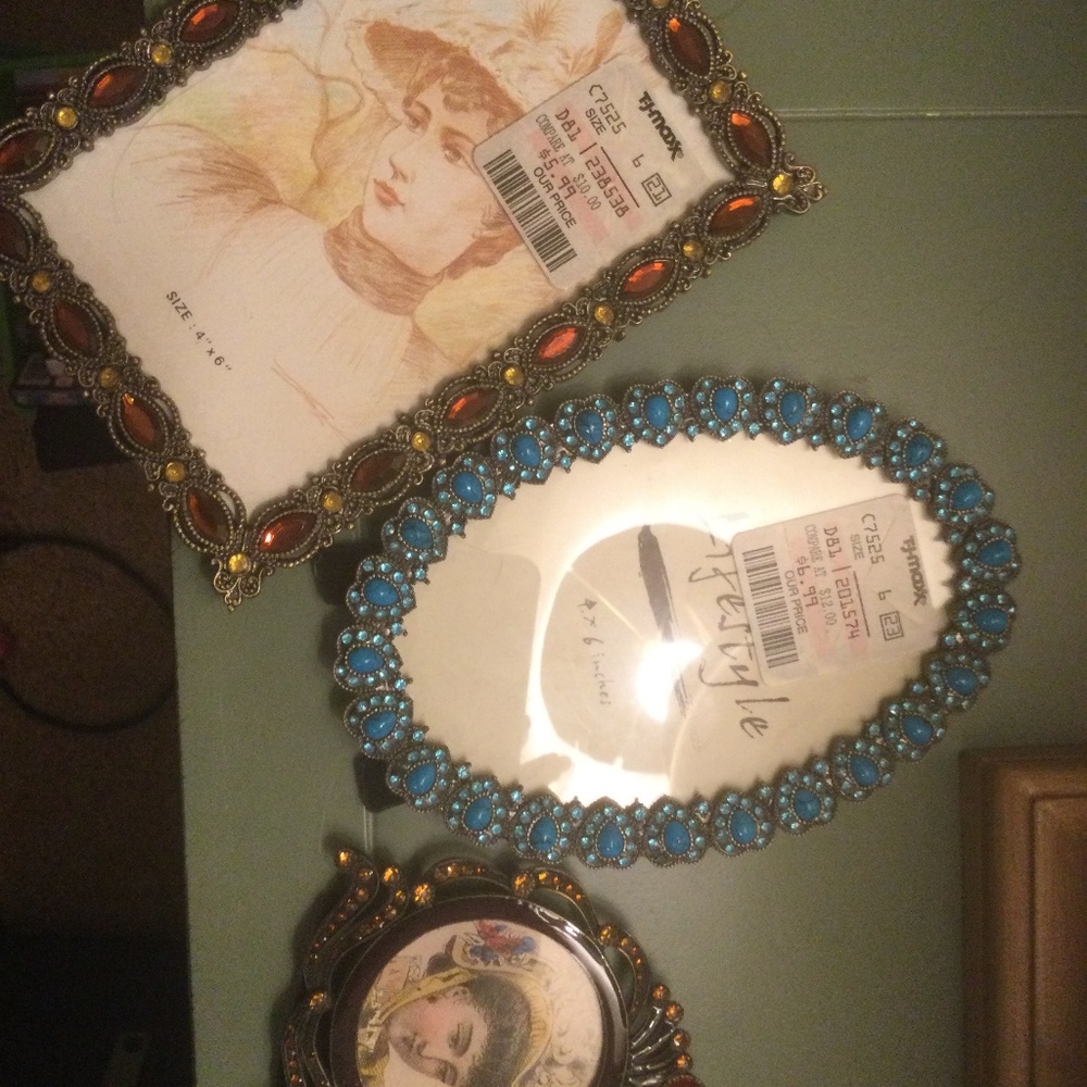 3 jeweled frames with tags